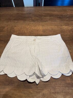Crown & Ivy White Eyelet Skort Womens 12 Scallop Hem Preppy Summer Golf